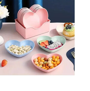 🍽️ 10Pcs Multi-Function Heart Shape Plate Set – Food Grade Plastic Mayari Super Store