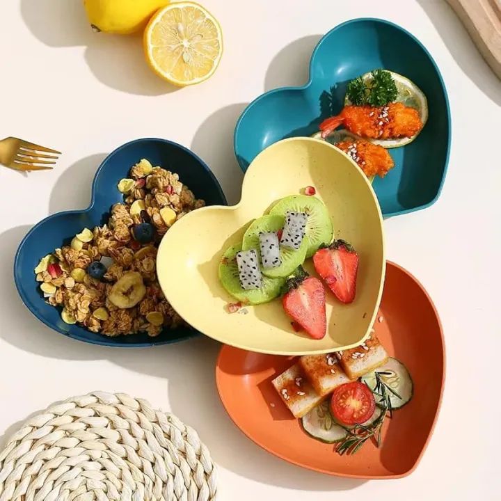 🍽️ 10Pcs Multi-Function Heart Shape Plate Set – Food Grade Plastic Mayari Super Store