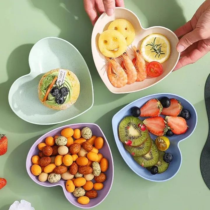 🍽️ 10Pcs Multi-Function Heart Shape Plate Set – Food Grade Plastic Mayari Super Store