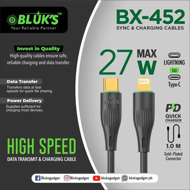 ⚡ BX-452 – 27W Max Sync & Charging Cable (iPhone Compatible)