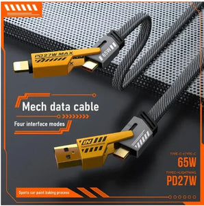 ⚡ 4 in 1 Data Cable – Pack of 2 | USB-C & Lightning | Fast Charging & Data Transfer Mayari Super Store