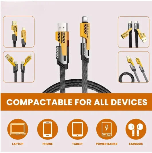 ⚡ 4 in 1 Data Cable – Pack of 2 | USB-C & Lightning | Fast Charging & Data Transfer Mayari Super Store