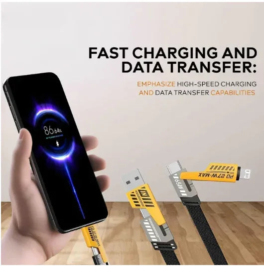 ⚡ 4 in 1 Data Cable – Pack of 2 | USB-C & Lightning | Fast Charging & Data Transfer Mayari Super Store