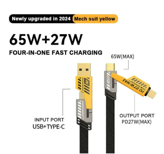⚡ 4 in 1 Data Cable – Pack of 2 | USB-C & Lightning | Fast Charging & Data Transfer Mayari Super Store