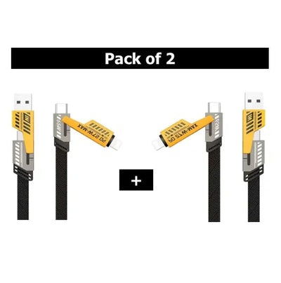 ⚡ 4 in 1 Data Cable – Pack of 2 | USB-C & Lightning | Fast Charging & Data Transfer - Mayari Super Store