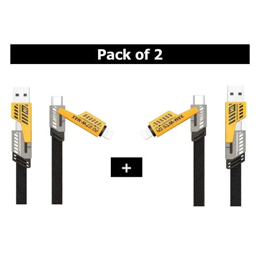 ⚡ 4 in 1 Data Cable – Pack of 2 | USB-C & Lightning | Fast Charging & Data Transfer Mayari Super Store