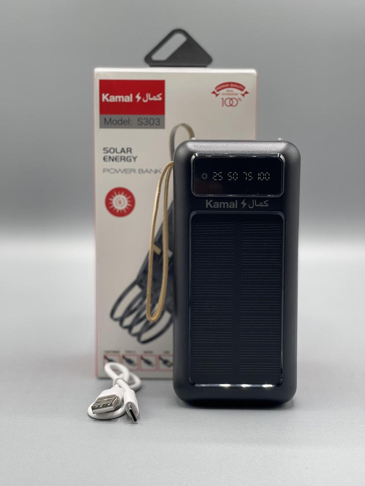☀️ Solar Power Bank – 50000 mAh with Built-in 4 Charging Cables