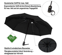 ☔ Weather-Resistant Black Fiberglass Umbrella – Compact & Portable