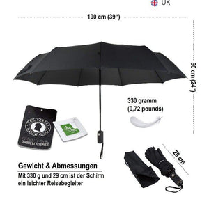 ☔ Weather-Resistant Black Fiberglass Umbrella – Compact & Portable