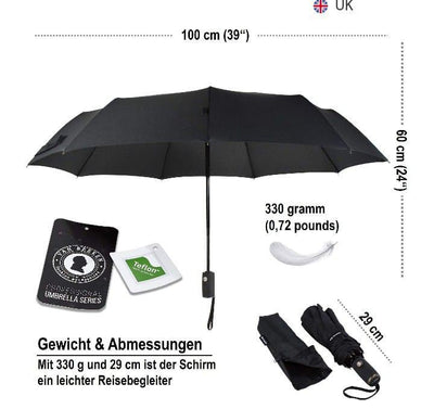 ☔ Weather-Resistant Black Fiberglass Umbrella – Compact & Portable - Mayari Super Store