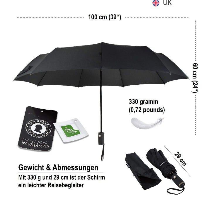 ☔ Weather-Resistant Black Fiberglass Umbrella – Compact & Portable