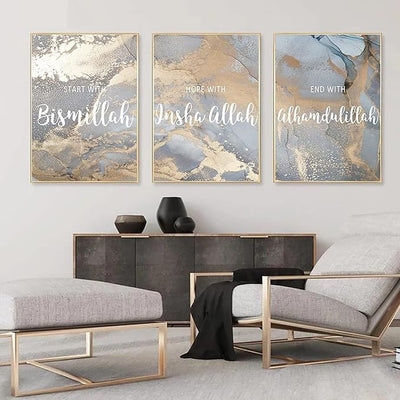 🖼️ 3PCS Islamic Calligraphy Wall Frame Set – Elegant Arabic Calligraphy Home Décor - Mayari Super Store