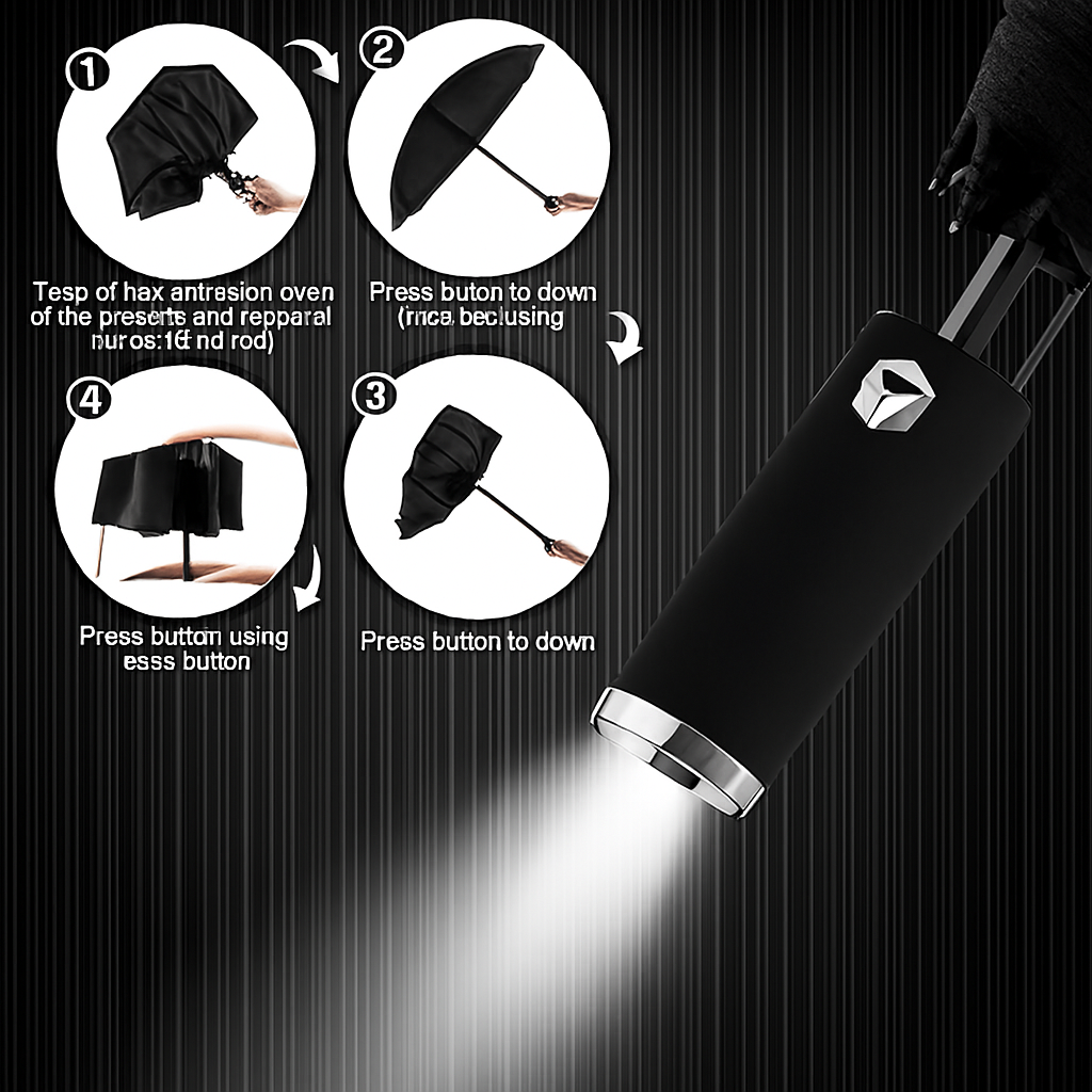 🌂 Portable Black Aluminium Umbrella – Compact & Weather-Resistant - Mayari Super Store