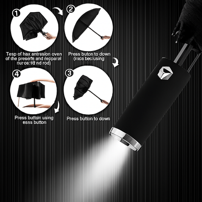 🌂 Portable Black Aluminium Umbrella – Compact & Weather-Resistant - Mayari Super Store