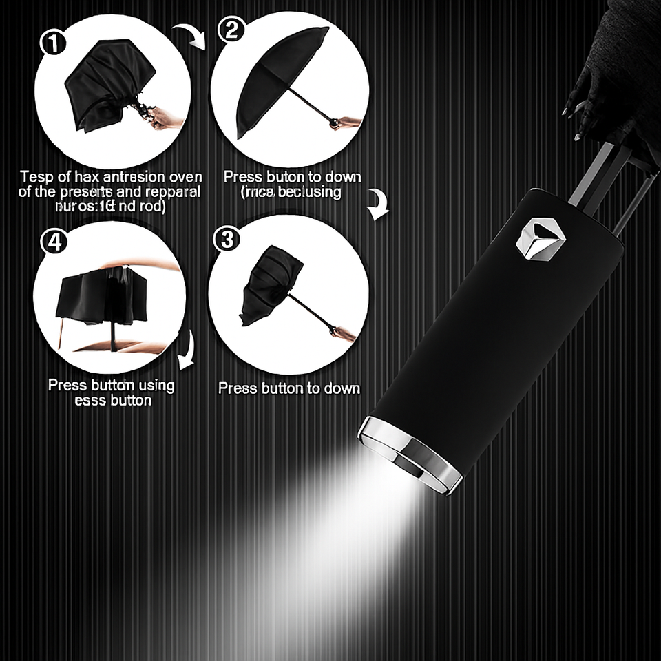 🌂 Portable Black Aluminium Umbrella – Compact & Weather-Resistant