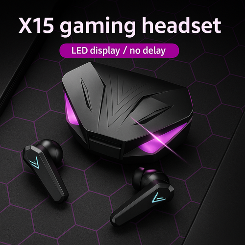 🎧 Black Wireless Earbuds – Model 15 | Bluetooth 5.1 | Long-Lasting Battery