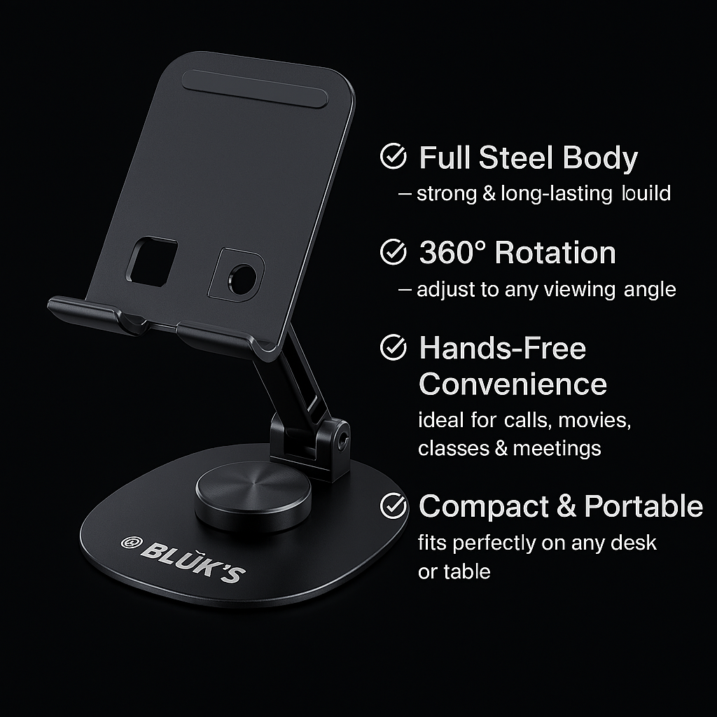 📱 BX-320 Table Stand – Full Steel Body & 360° Rotation - Mayari Super Store