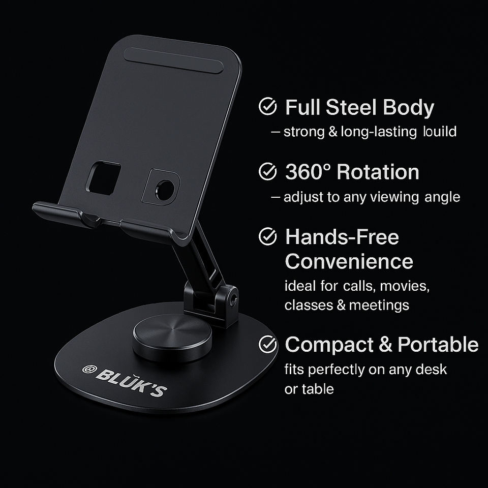 📱 BX-320 Table Stand – Full Steel Body & 360° Rotation