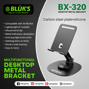 📱 BX-320 Table Stand – Full Steel Body & 360° Rotation