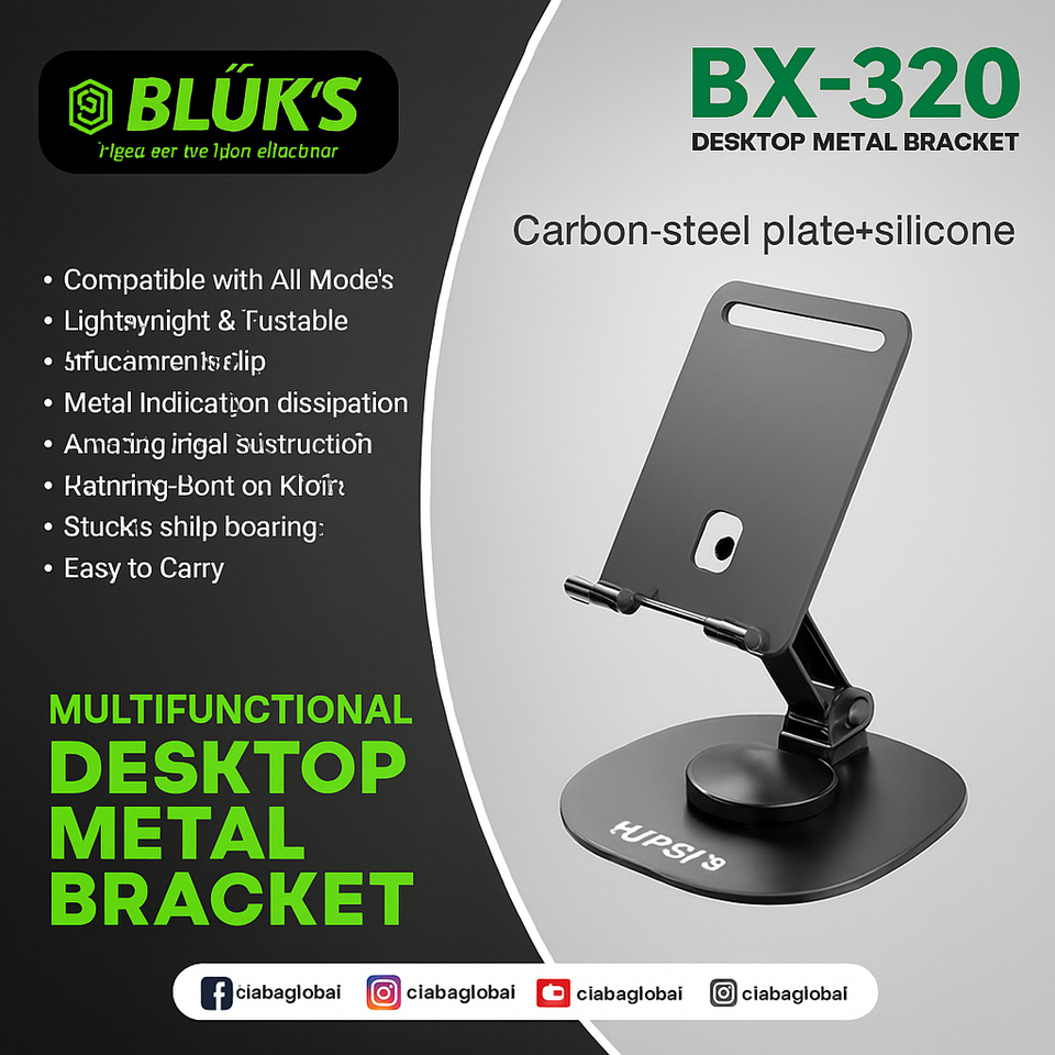 📱 BX-320 Table Stand – Full Steel Body & 360° Rotation