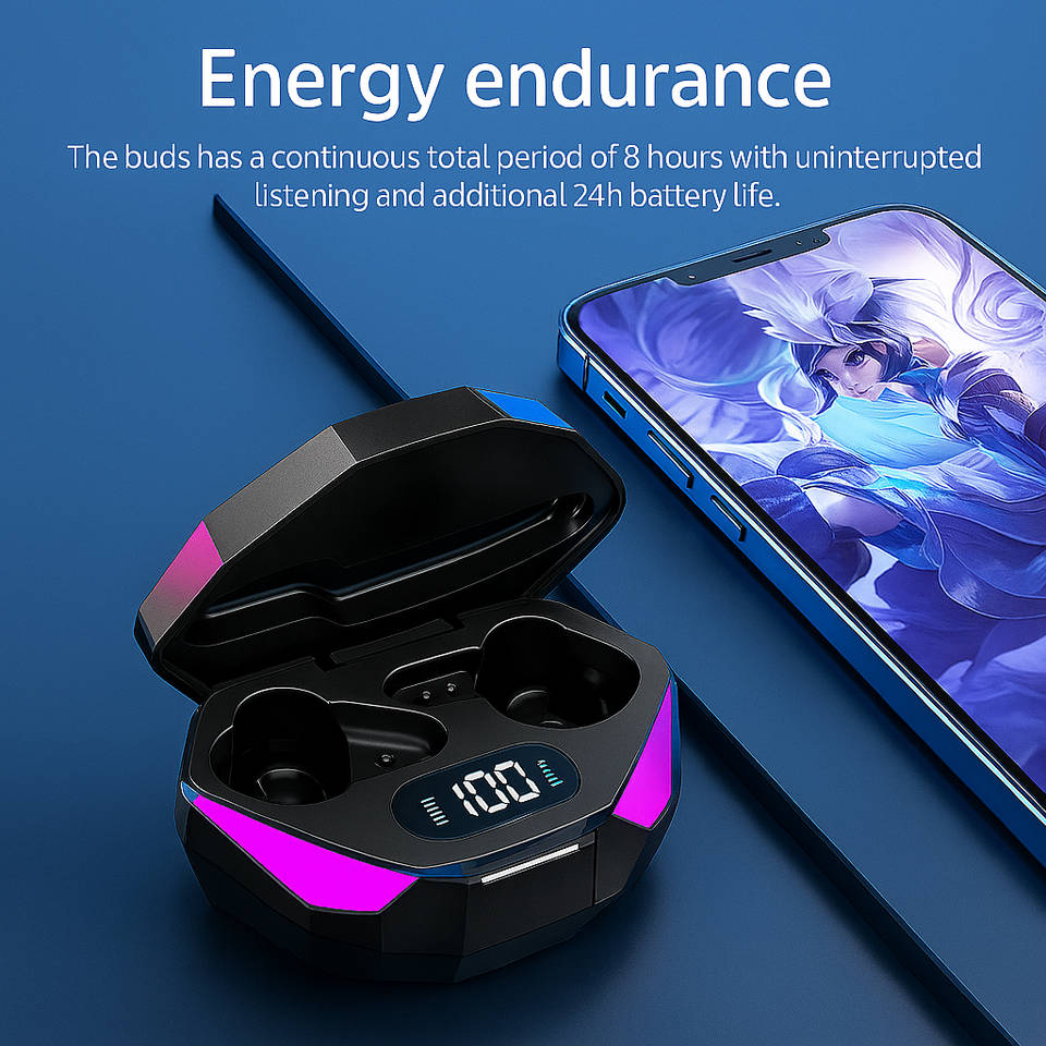 🎧 Black Wireless Earbuds – Model 15 | Bluetooth 5.1 | Long-Lasting Battery