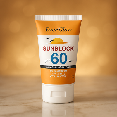 🌞 Ever Glow Whitening Sunblock SPF 60 – Brightening & Broad Spectrum Protection 60 ML - Mayari Super Store