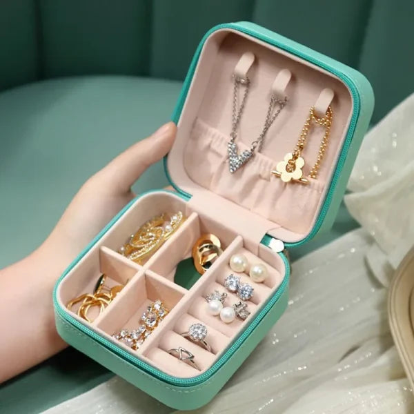 💎 Leather Jewelry Storage Box – Compact Travel Organizer - Mayari Super Store