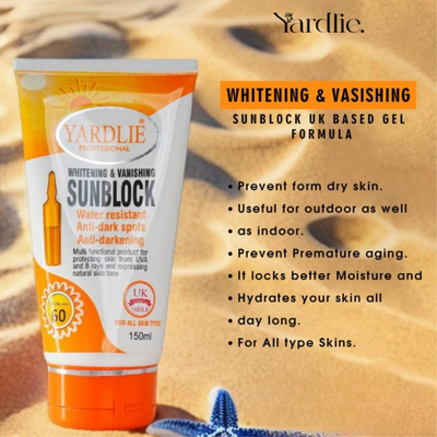 🌞 Yardlie Professional SPF 60 Whitening & Vanishing Sunblock – 150ml - Mayari Super Store