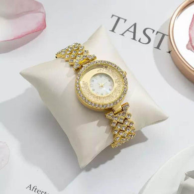💎 Fashion Diamond Women’s Quartz Watch – Golden Strap Mayari Super Store