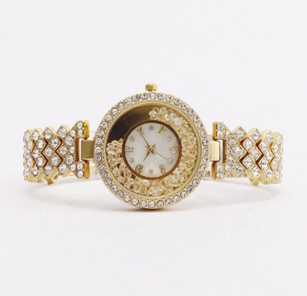 💎 Fashion Diamond Women’s Quartz Watch – Golden Strap Mayari Super Store