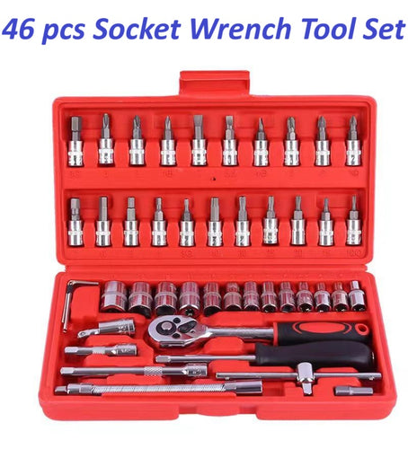 🔧 46-Piece Professional Socket Wrench Tool Set | Heavy-Duty Ratchet Handle, Sockets & Screwdriver Bits