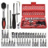 🔧 46-Piece Professional Socket Wrench Tool Set | Heavy-Duty Ratchet Handle, Sockets & Screwdriver Bits