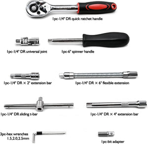 🔧 46-Piece Professional Socket Wrench Tool Set | Heavy-Duty Ratchet Handle, Sockets & Screwdriver Bits