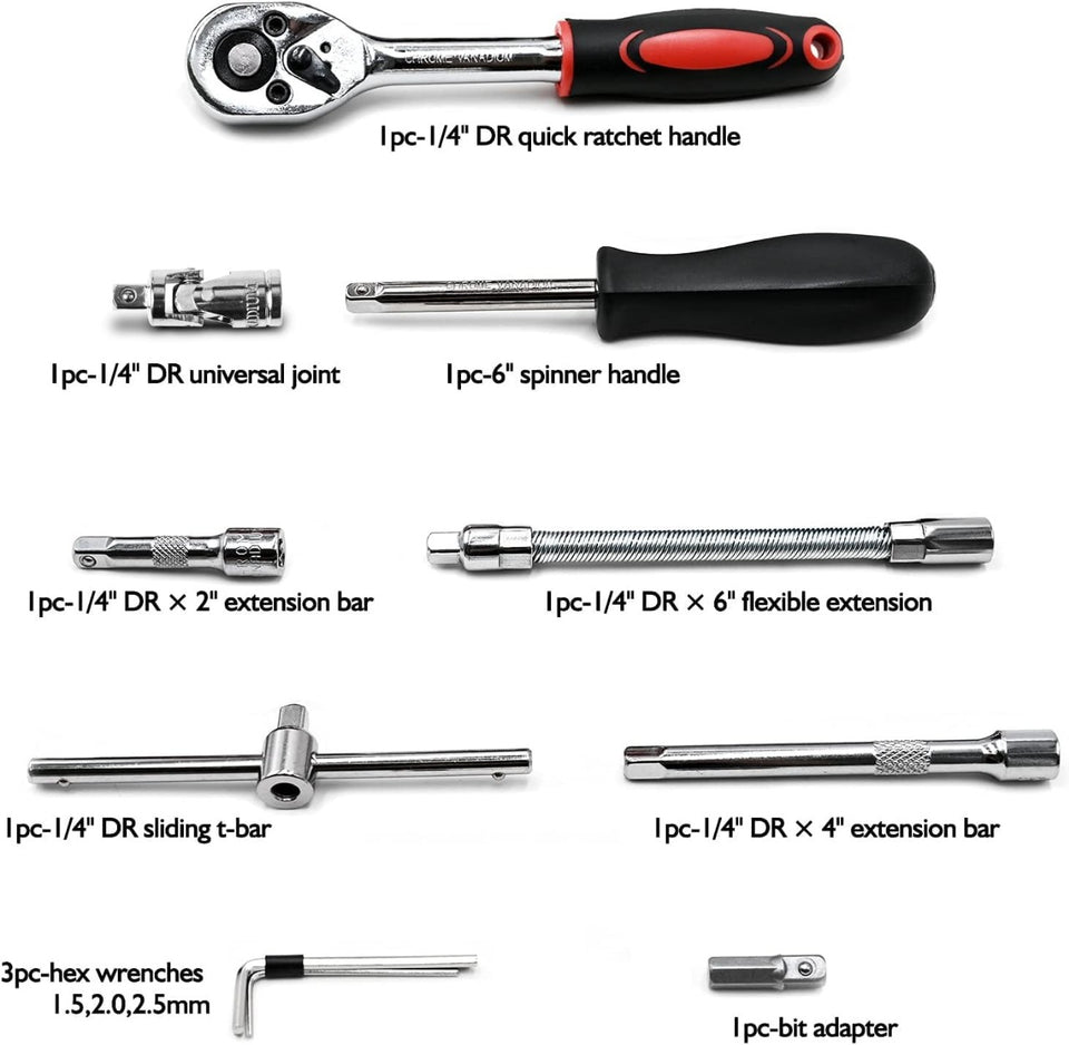 🔧 46-Piece Professional Socket Wrench Tool Set | Heavy-Duty Ratchet Handle, Sockets & Screwdriver Bits