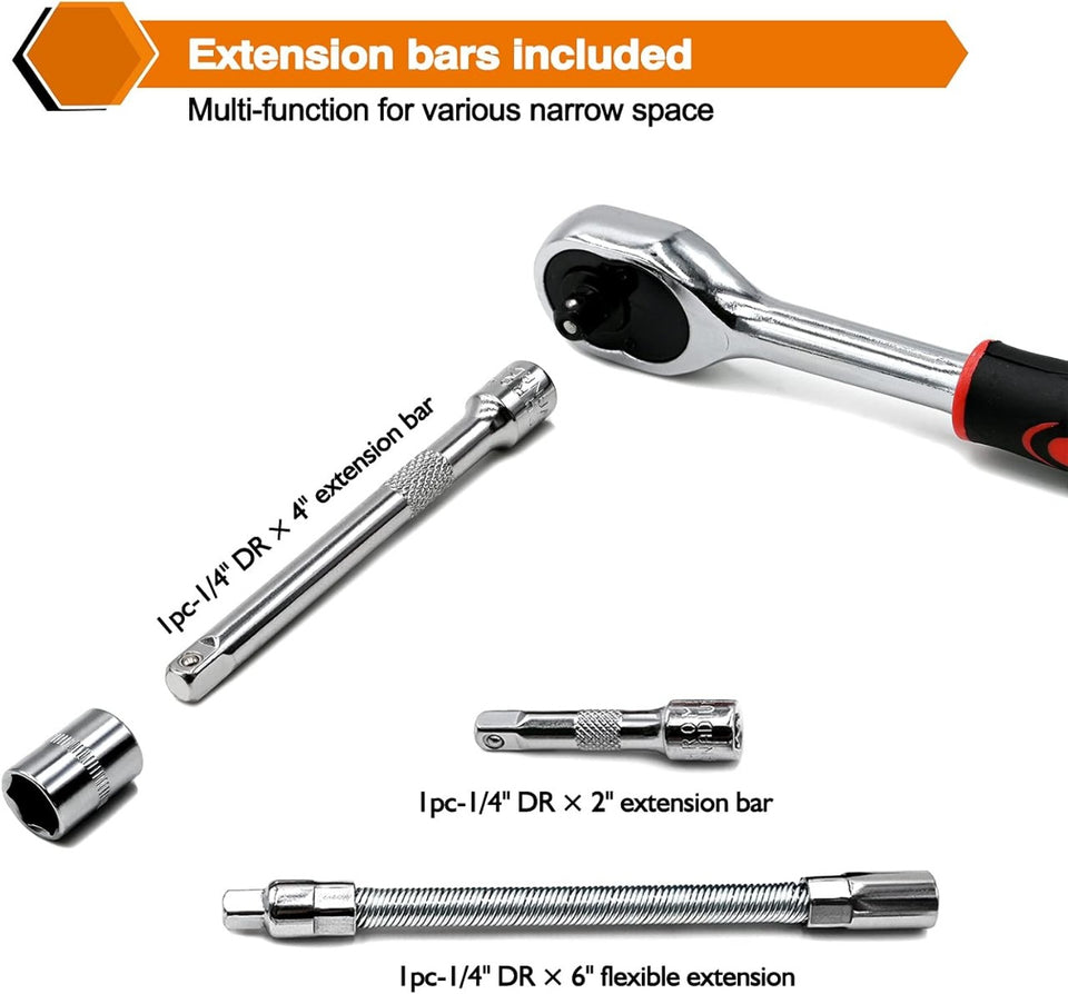 🔧 46-Piece Professional Socket Wrench Tool Set | Heavy-Duty Ratchet Handle, Sockets & Screwdriver Bits