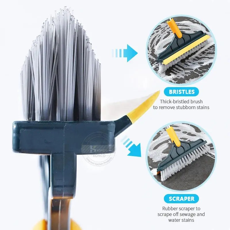 2-in-1 Floor Scrub Brush with Long Handle & Squeegee – Heavy-Duty Cleaning Made Easy - Mayari Super Store