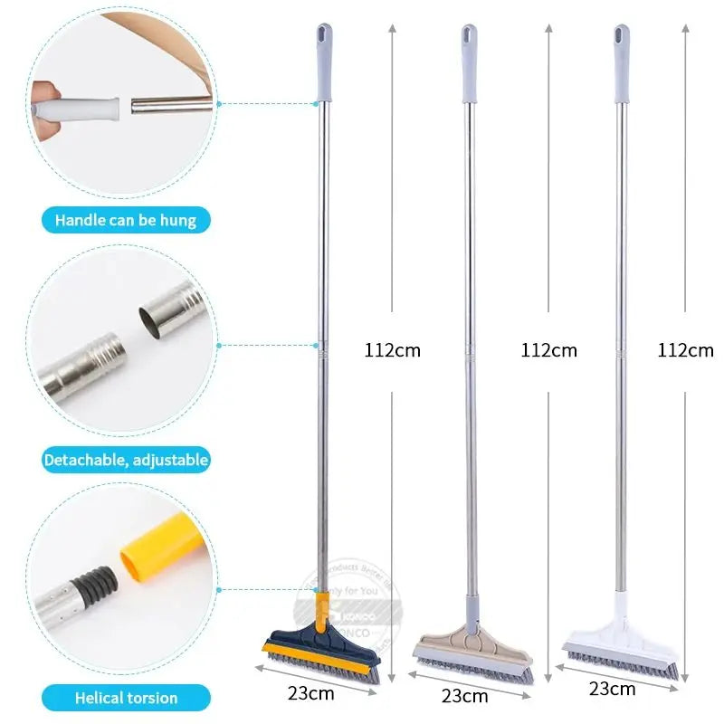 2-in-1 Floor Scrub Brush with Long Handle & Squeegee – Heavy-Duty Cleaning Made Easy - Mayari Super Store