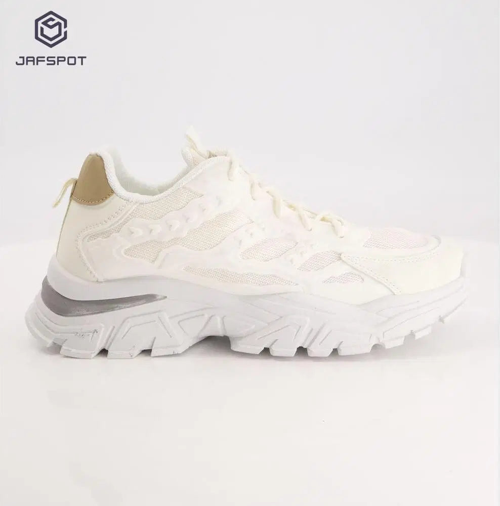 Jafspot Men's Mesh & PU Leather Sneakers – White - Mayari Super Store