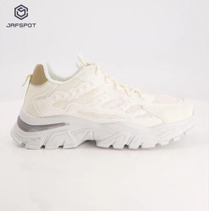 Jafspot Men's Mesh & PU Leather Sneakers – White