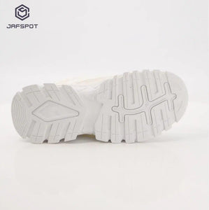 Jafspot Men's Mesh & PU Leather Sneakers – White