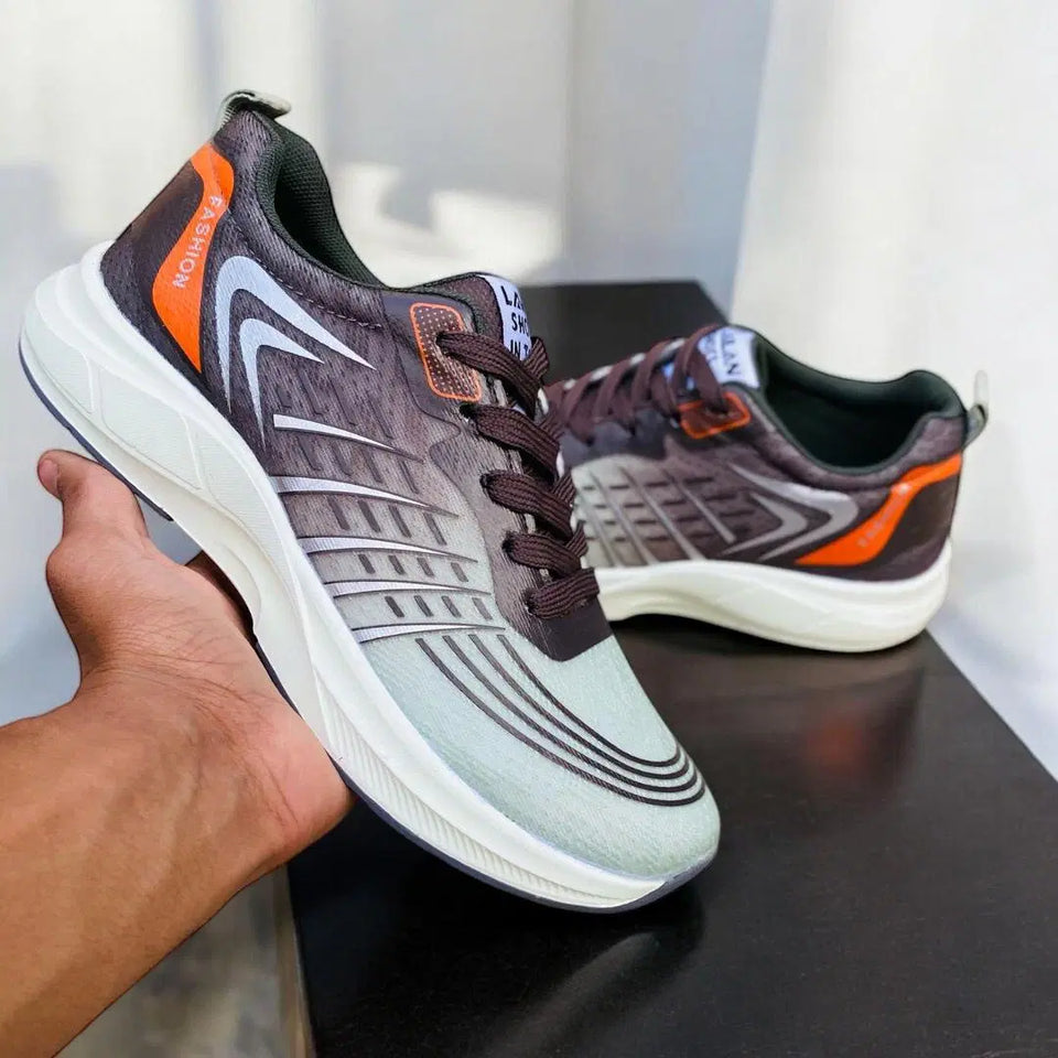 👟 Men's Casual Grey Sneakers – Premium Synthetic Leather