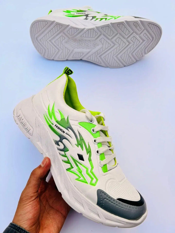👟 Men's Synthetic Leather Neon Running Sneakers – Stylish & Comfortable