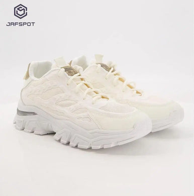 Jafspot Men's Mesh & PU Leather Sneakers – White