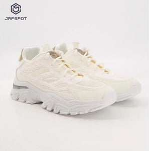 Jafspot Men's Mesh & PU Leather Sneakers – White