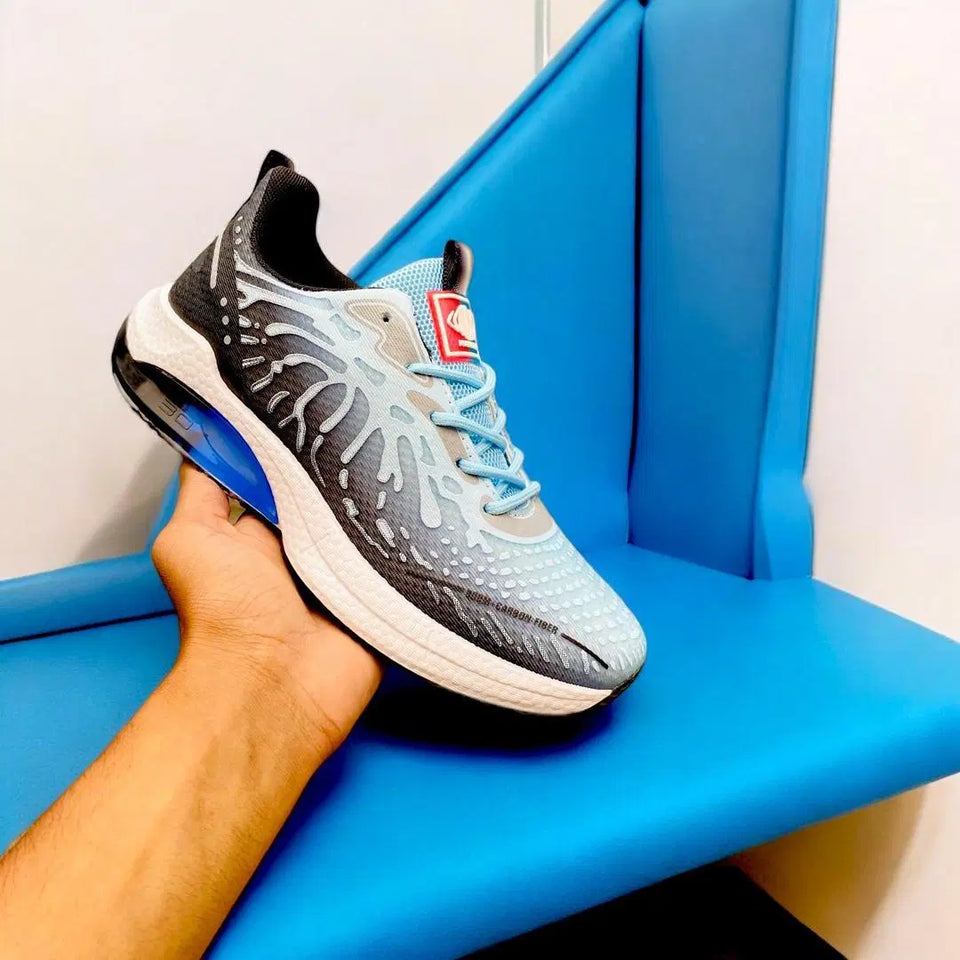 👟 Men's Casual Sneakers – Synthetic Leather, Trendy Print Design (Blue)