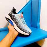 👟 Men's Casual Sneakers – Synthetic Leather, Trendy Print Design (Blue)