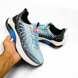 👟 Men's Casual Sneakers – Synthetic Leather, Trendy Print Design (Blue)