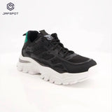Jafspot Men's Mesh & PU Leather Sneakers – Black