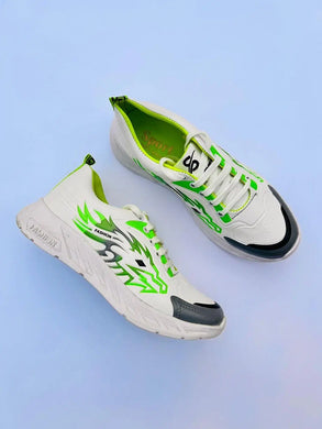 👟 Men's Synthetic Leather Neon Running Sneakers – Stylish & Comfortable