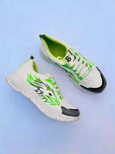 👟 Men's Synthetic Leather Neon Running Sneakers – Stylish & Comfortable